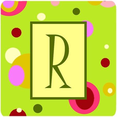 Carolines Treasures Monogram - Green Foam Coasters Initial Letter R- Set of 4 CJ1010-RFC